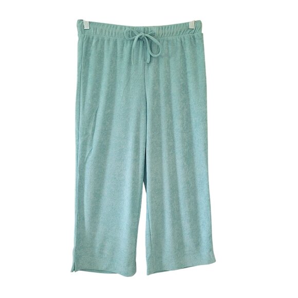 Andie The Crop Pant Womens Size S Cabana Blue Terrycloth Elastic Waist Comfy NWT - Picture 1 of 6